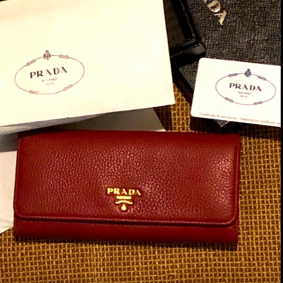 Prada Handbags - Beautiful Authentic Red Prada Bi-Fold Wallet